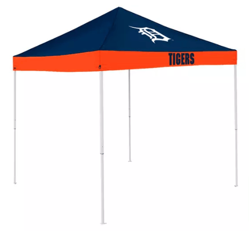 detroit tigers canopy tent in navy blue and red colors with logo.