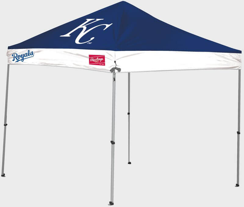 Kansas City Royals Canopy Tent in blue and white with KC Royals logo.