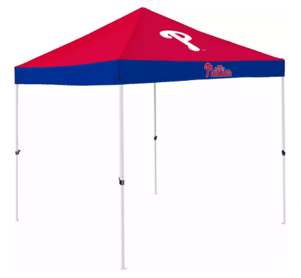 philadelphia phillies canopy tent in red and blue colors with logo.